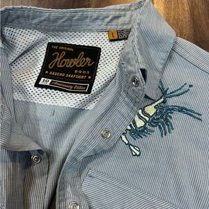 Howler Brothers Gaucho Snapshirt. 10 year anniversary shrimp